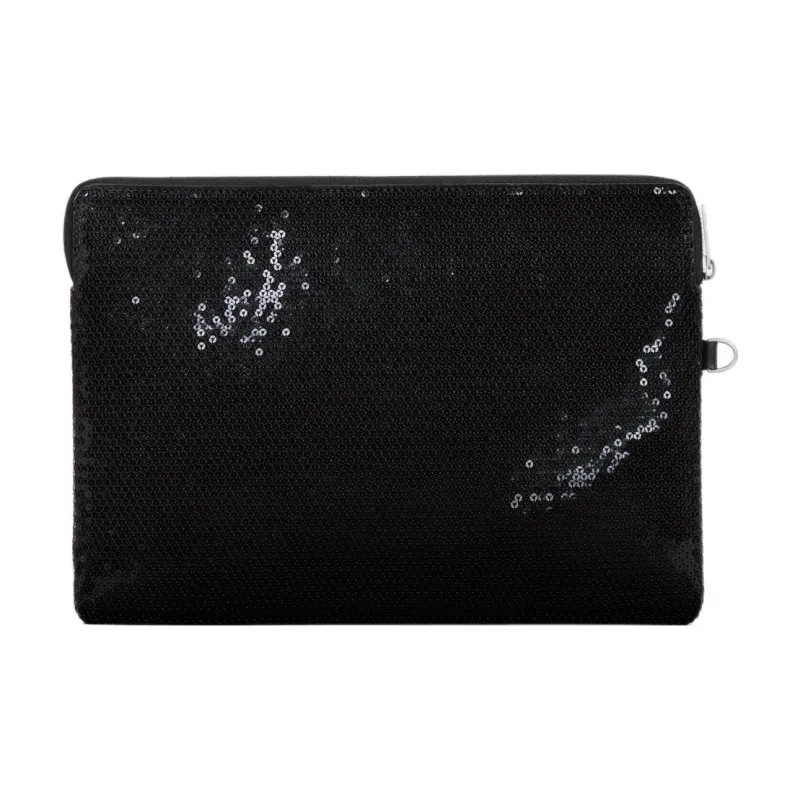 CELINE Calfskin Trim Handbags Wrist Bags Clutches Small Size Women's Black-3