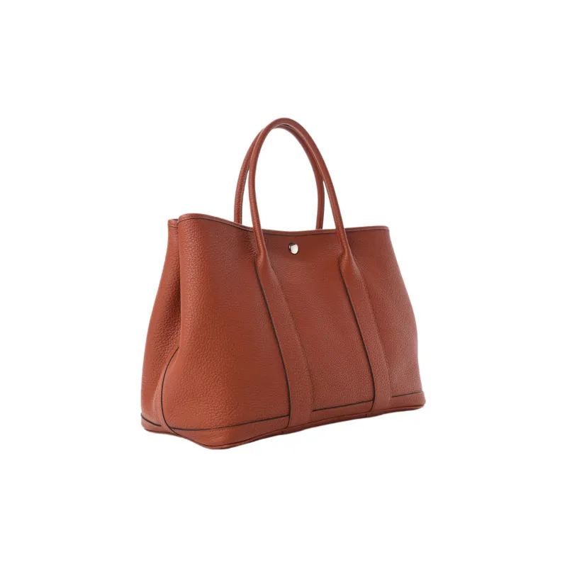 HERMES Garden Party Negonda Calfskin Handbag Unisex 6C Cuivre Pumpkin-1