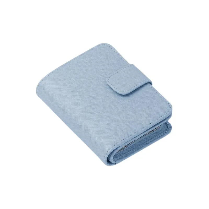PRADA Saffiano Leather Wallet Small Size Women's Light Blue-4