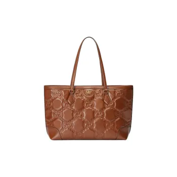 GUCCI GG Matelassé Leather Tote Shopping Bag Shoulder Bags Handbags Women's Light Umber