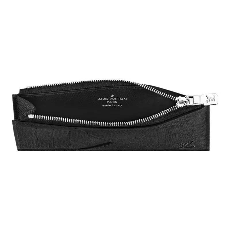 LOUIS VUITTON Cow Leather Card Holder, Coin Purse Men's Black-3