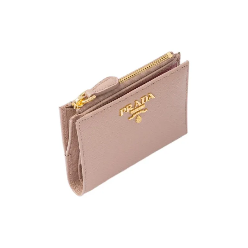 PRADA Saffiano Leather Wallet Trumpets Women's Pink Beige-2