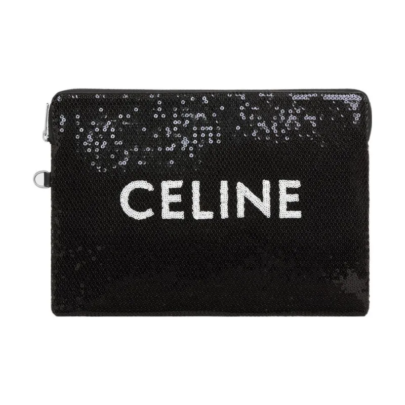 CELINE Calfskin Trim Handbags Wrist Bags Clutches Small Size Women's Black-1