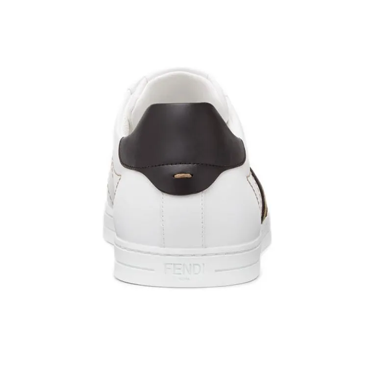 FENDI Ff Leather Low Top White Brown-4