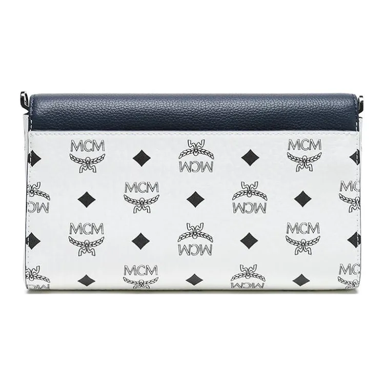 MCM Millie Visetos Canvas With Leather Shoulder Bag Crossbody Bag Medium Size Women's Blue-3