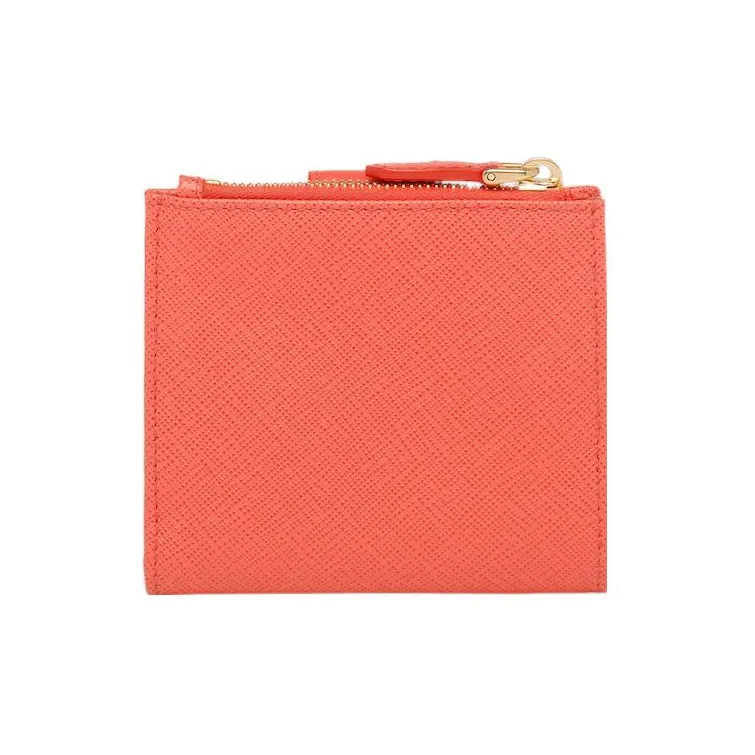 PRADA Saffiano Leather Wallet Women's Orange-1