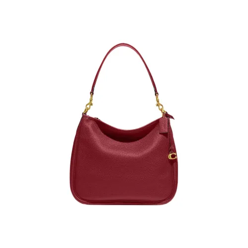 COACH Cary Soft Pebbled Leather Handbag Shoulder Bag Women's Cherry Red