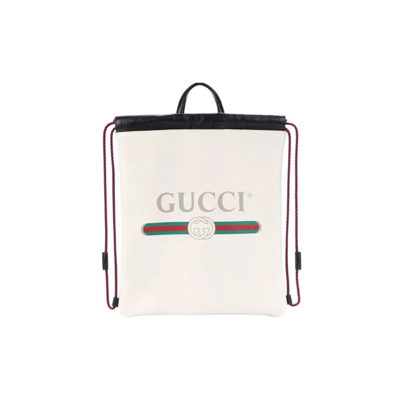 GUCCI Cow Leather Backpack Medium Size Unisex White-0