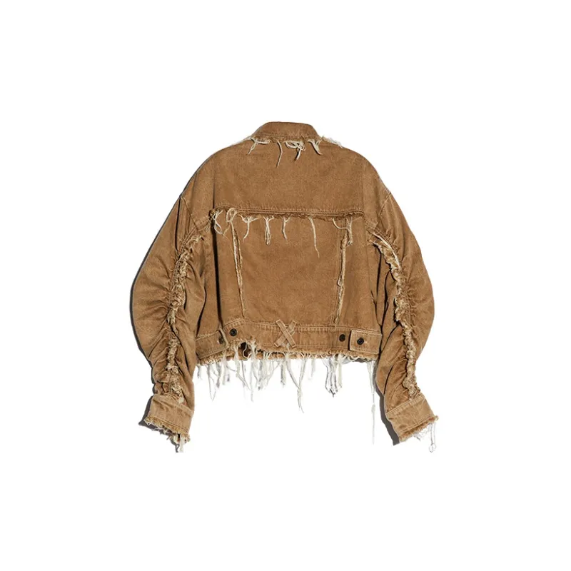 IEW.H Fitted Denim Jacket Women's Dark Coffee-1