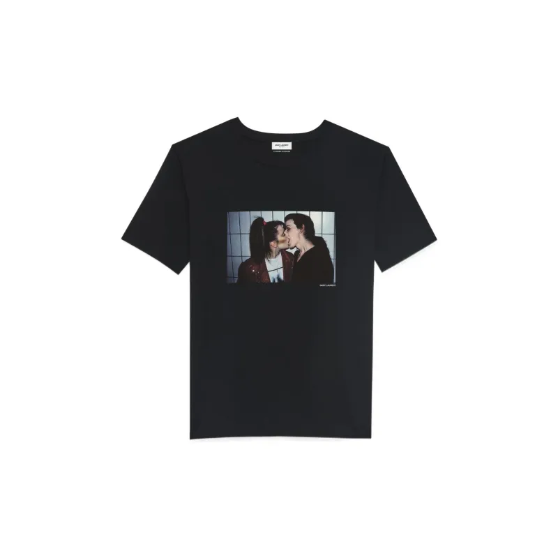 SAINT LAURENT Rive Droite Series T-Shirts Unisex Black-0