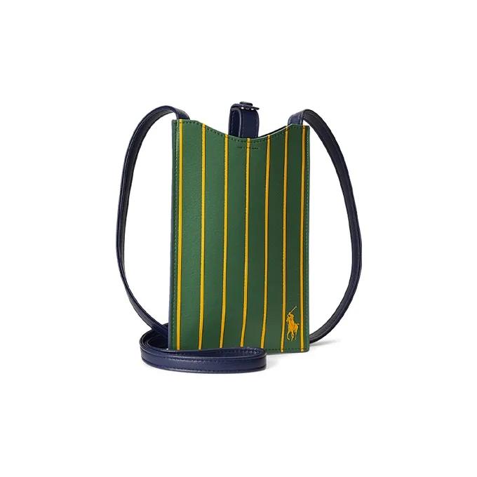 Polo Ralph Lauren Leather Shoulder Bag Crossbody Bag Cell Phone Pouch Men's Blue Red/Green-1