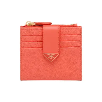 PRADA Saffiano Leather Wallet Women's Orange