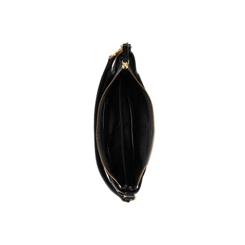 Polo Ralph Lauren Velvet With Calfskin Trim Handbag Shoulder Bag Women's Black-3