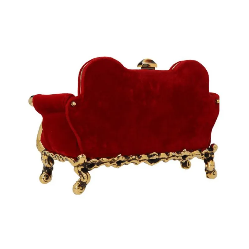 MOSCHINO Velvet With Sheepskin Clutch Women's Red-1