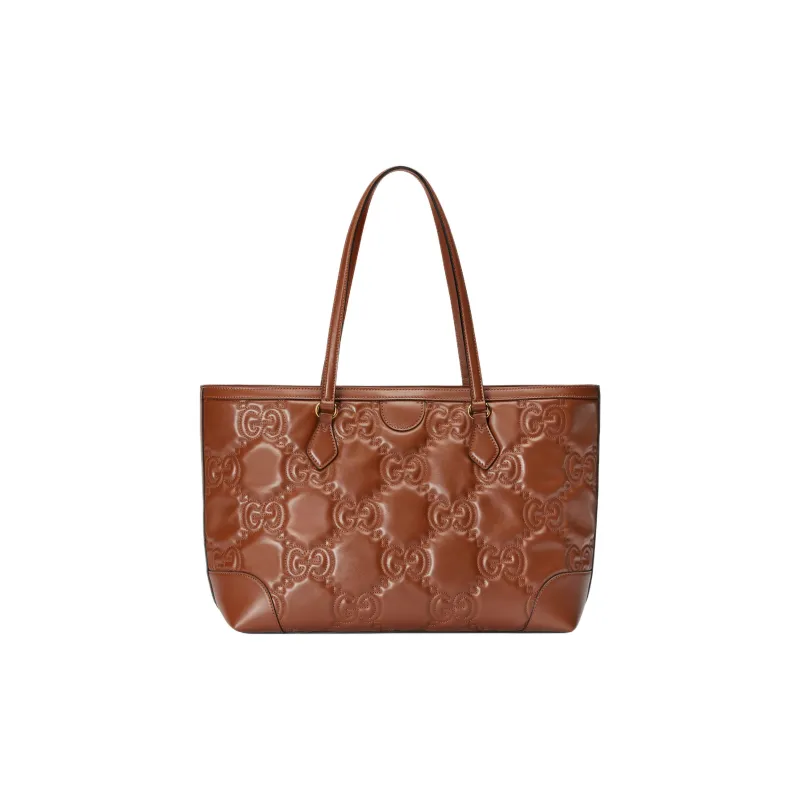 GUCCI GG Matelassé Leather Tote Shopping Bag Shoulder Bags Handbags Women's Light Umber-3