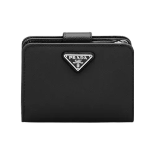 PRADA Saffiano Leather Wallet Small Size Women's Black