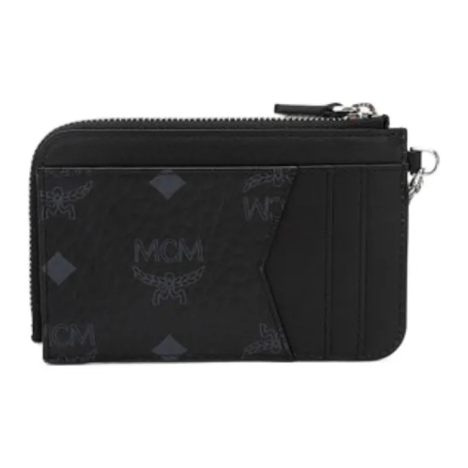 MCM Patricia Visetos Coated Canvas Key Pouch Small Wallet Card Holder Unisex Black-3