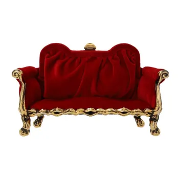 MOSCHINO Velvet With Sheepskin Clutch Women's Red