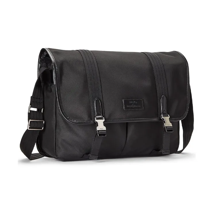 Polo Ralph Lauren Leather Trim Messenger Bag Shoulder Bag Crossbody Bag Men's Black-1
