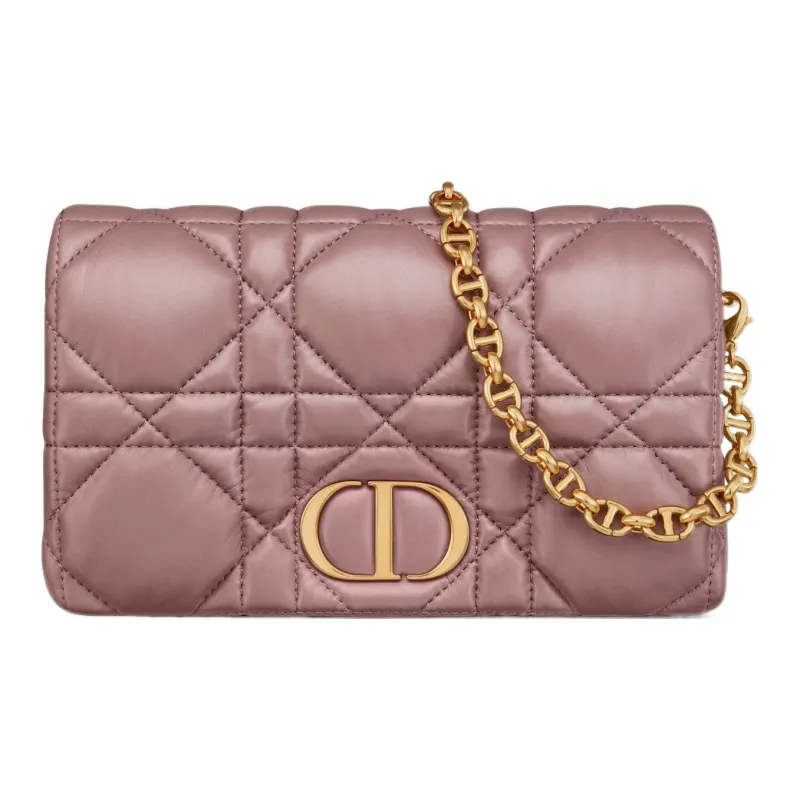 DIOR Caro Cow Leather Handheld Shoulder Bag Crossbody Bag Women's Pink Peony-0