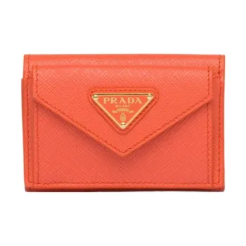 PRADA Saffiano Leather Wallet Women's Orange