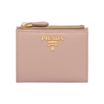 PRADA Saffiano Leather Wallet Small Size Women's Pink Beige