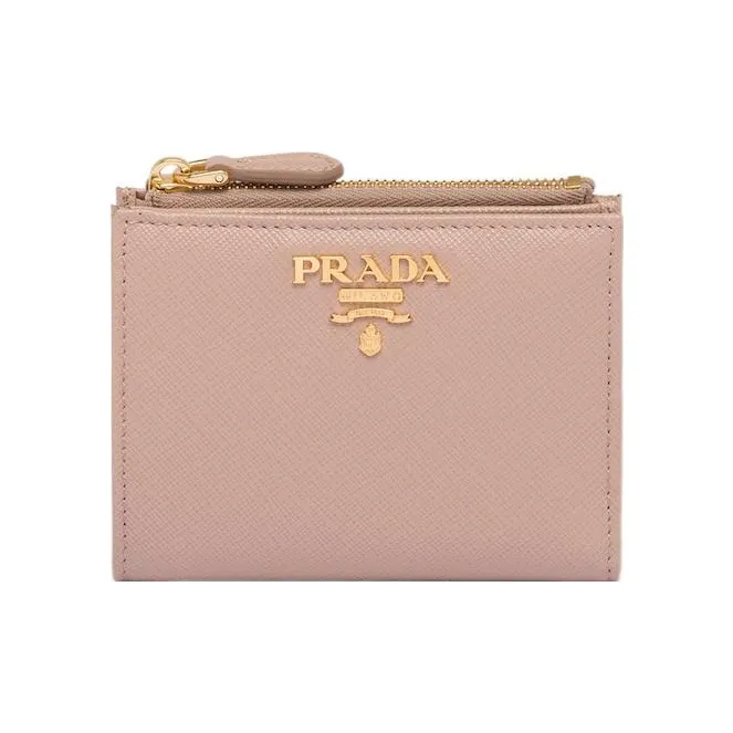 PRADA Saffiano Leather Wallet Trumpets Women's Pink Beige-0