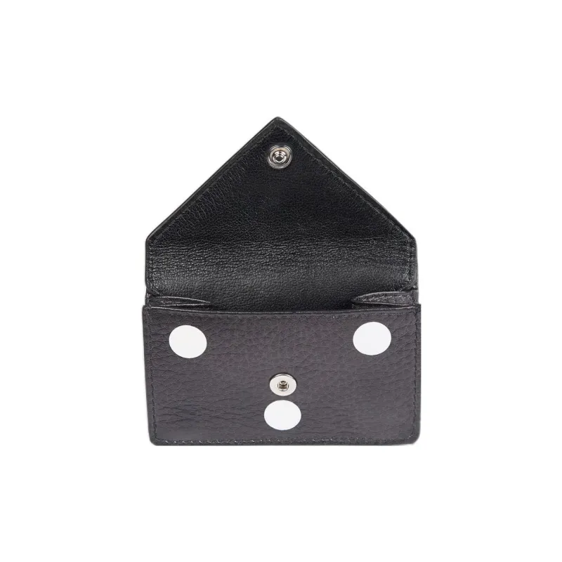 Balenciaga PAPIER Printed Smooth Cow Leather Card Holder Wallet Mini Women's Black-2