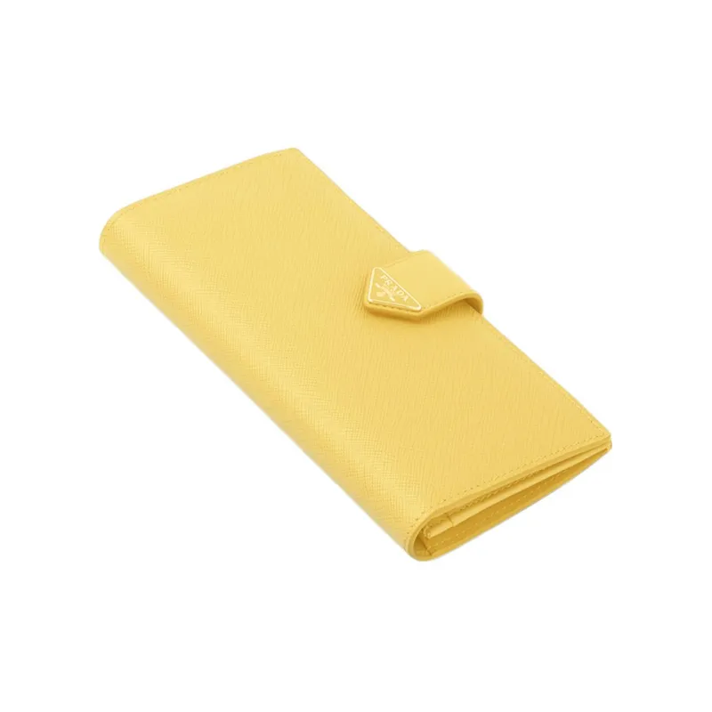 PRADA Saffiano Leather Wallet Women's Yellow-4