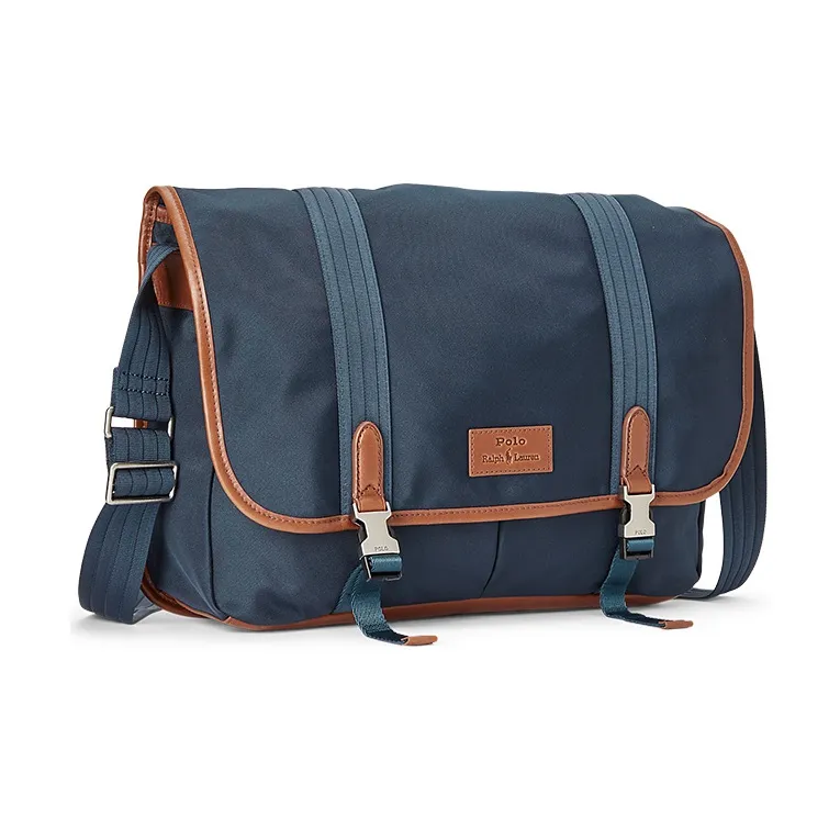 Polo Ralph Lauren Leather Trim Messenger Bag Shoulder Bag Crossbody Bag Men's Blue-1