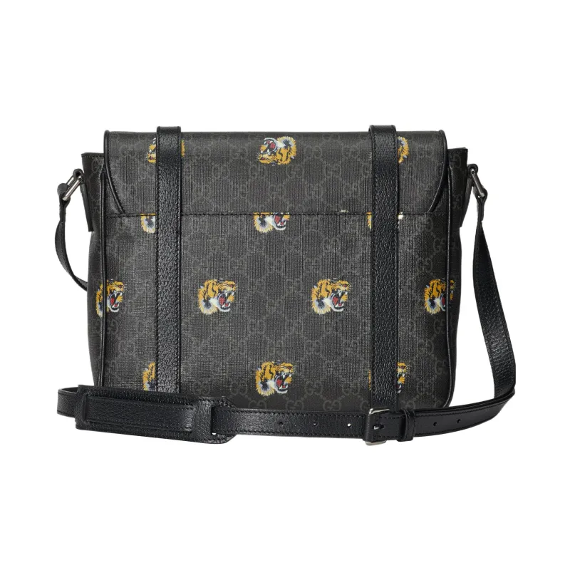 GUCCI Canvas With Leather Messenger Bag Shoulder Bag Crossbody Bag Men's Black-3