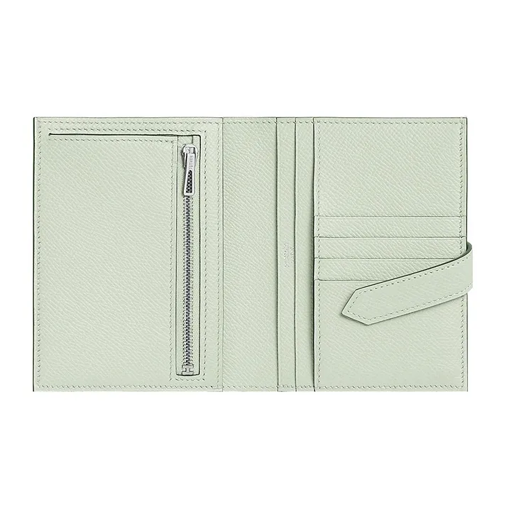 HERMES Bearn Epsom Calfskin Card Holder, Wallet Regular Women's 0S Vert Fizz Bubble Green-1
