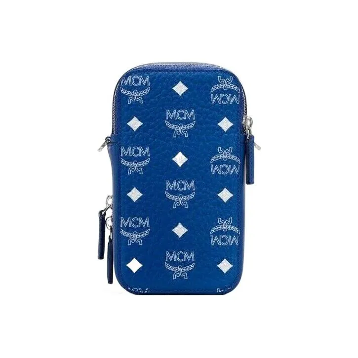 MCM Visetos Crossbody Camera Bag Blue/White-2