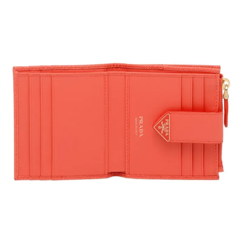 PRADA Saffiano Leather Wallet Women's Orange-3