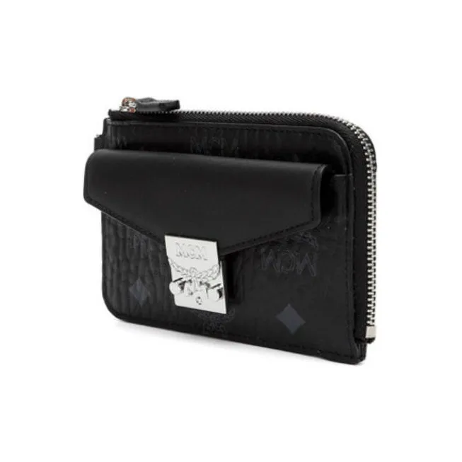 MCM Patricia Visetos Coated Canvas Key Pouch Small Wallet Card Holder Unisex Black-1
