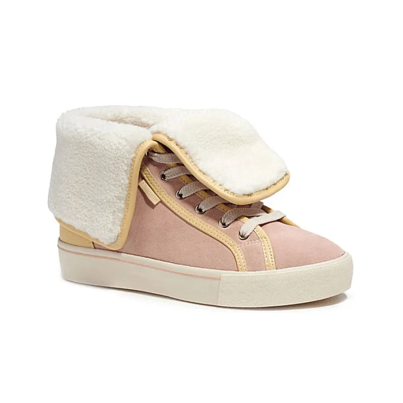 COACH High Top Stylish Skateboarding Shoes Women's Pink-2