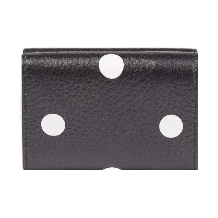 Balenciaga PAPIER Printed Smooth Cow Leather Card Holder Wallet Mini Women's Black-1