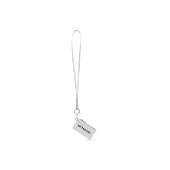 Balenciaga Polyester Lanyard Card Holder Women's Silver
