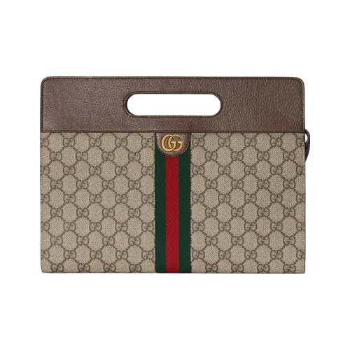 GUCCI Ophidia Canvas With Leather Trim Handheld Handbag Men's Brown