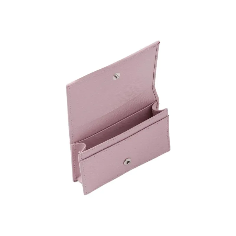 PRADA Saffiano Leather Card Holder Wallets Women's Pink-2