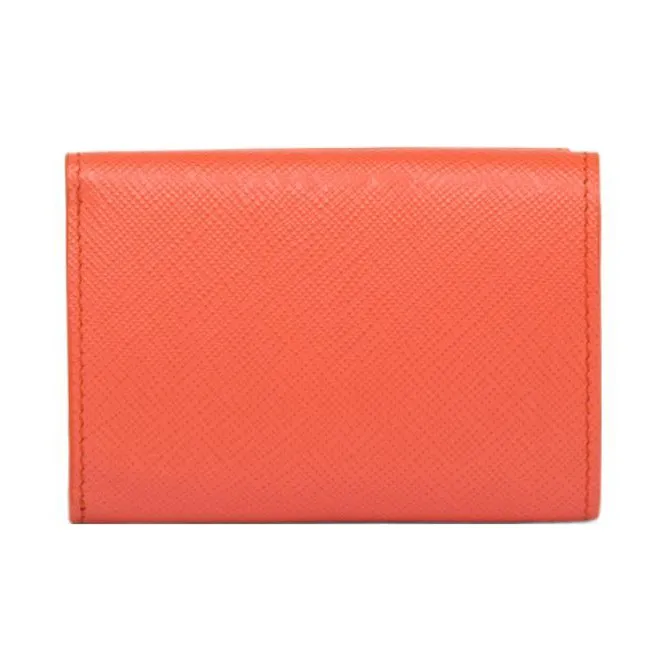 PRADA Saffiano Leather Wallet Women's Orange-1