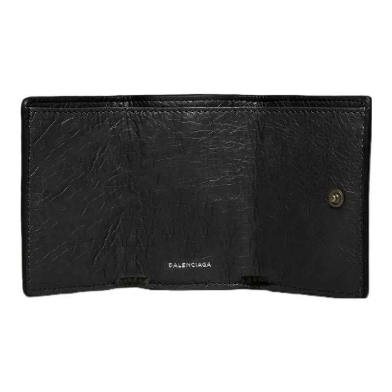 Balenciaga PAPIER Calfskin Wallet Mini Women's Black-1