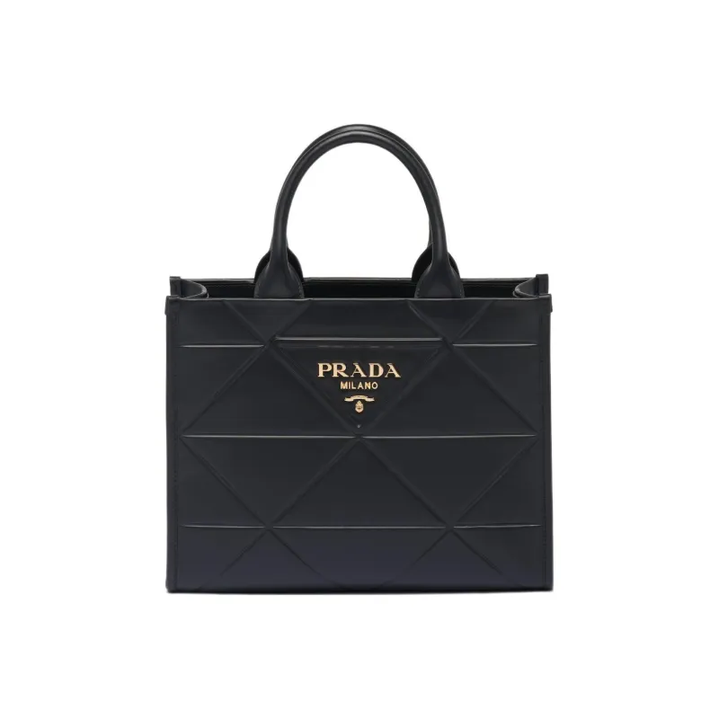 PRADA Leather Tote Bag Shopping Bag Shoulder Bag Crossbody Bag Handbag Medium Size Women's Black-0