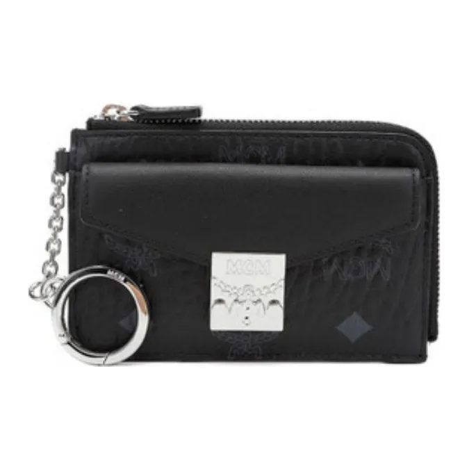 MCM Patricia Visetos Coated Canvas Key Pouch Small Wallet Card Holder Unisex Black-0