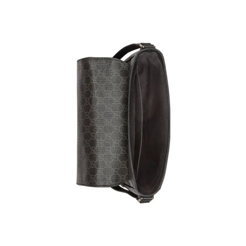 GUCCI Canvas With Leather Messenger Bag Shoulder Bag Crossbody Bag Men's Black-6