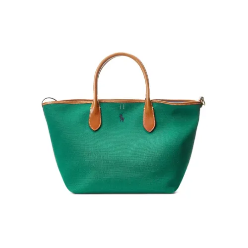 Polo Ralph Lauren Bellport Fabric Tote Bag Shopping Bag Shoulder Bag Crossbody Bag Handbag Medium Size Women's Green