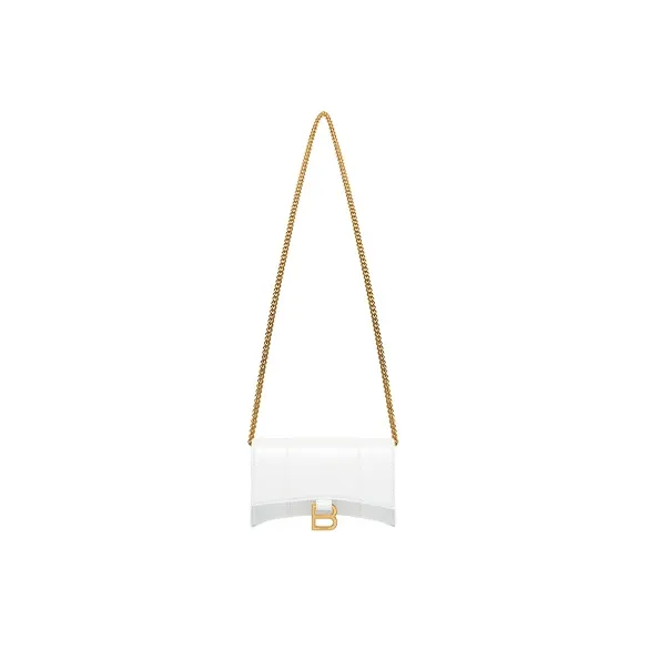 Balenciaga Hourglass Calfskin Hourglass Bag Shoulder Bag Crossbody Bag Wallet Women's White-1