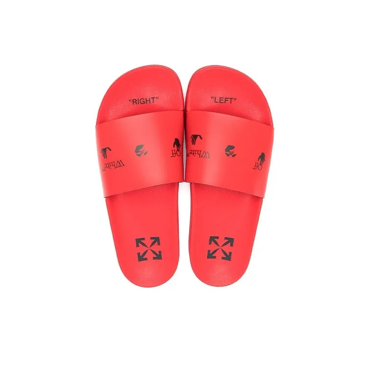 OFF WHITE Odor Resistant Slide Slippers Men's Red-4