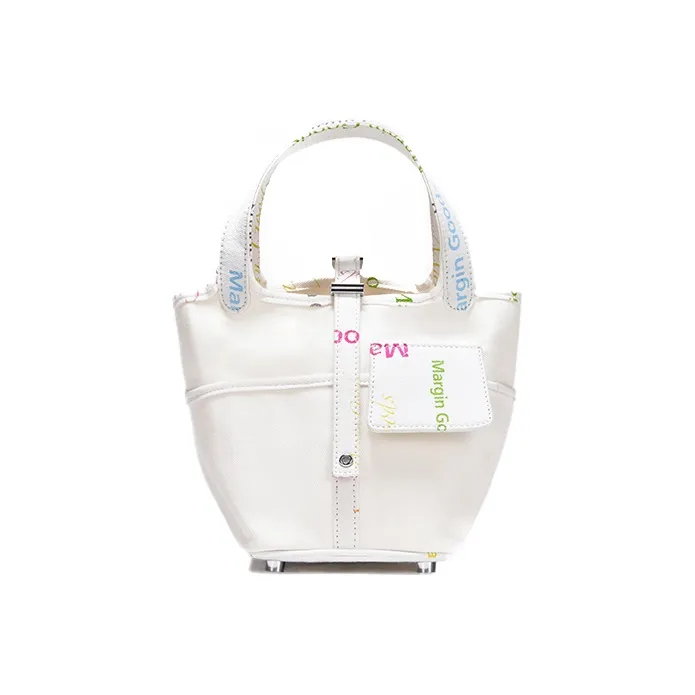 Margin Goods Yarn Khaki Fabric Bucket Bag Handbag Small Size Women's Blue/Black/White-0