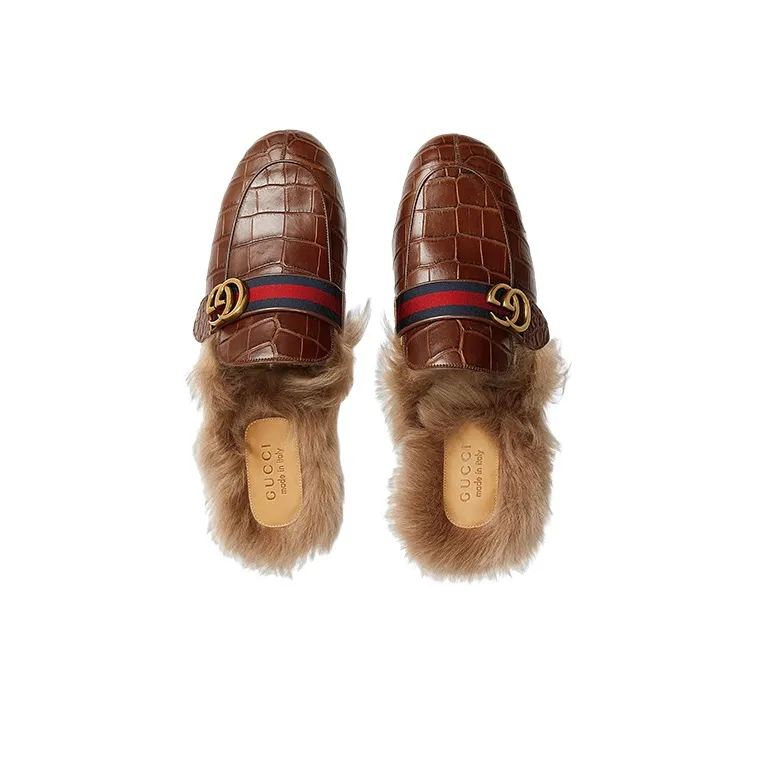 GUCCI Princetown Wrap-toe Slippers Men's Brown-2